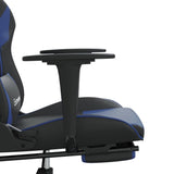 Massage Gaming Chair with Footrest Black&Blue Faux Leather