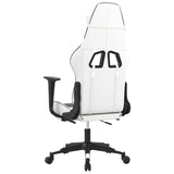 Massage Gaming Chair with Footrest White&Black Faux Leather