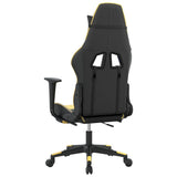 Massage Gaming Chair with Footrest Black&Gold Faux Leather