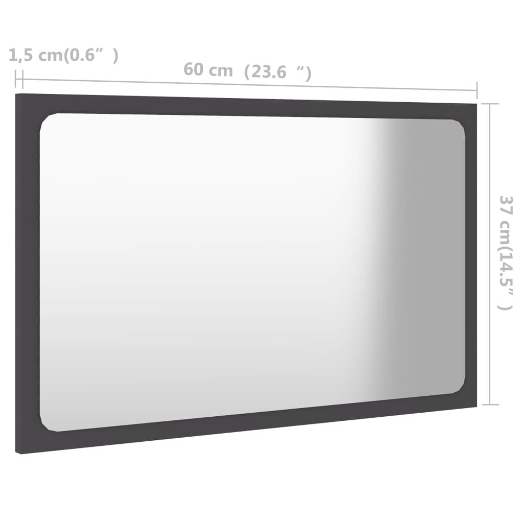 Bathroom Mirror Gray 23.6"x0.6"x14.6" Engineered Wood