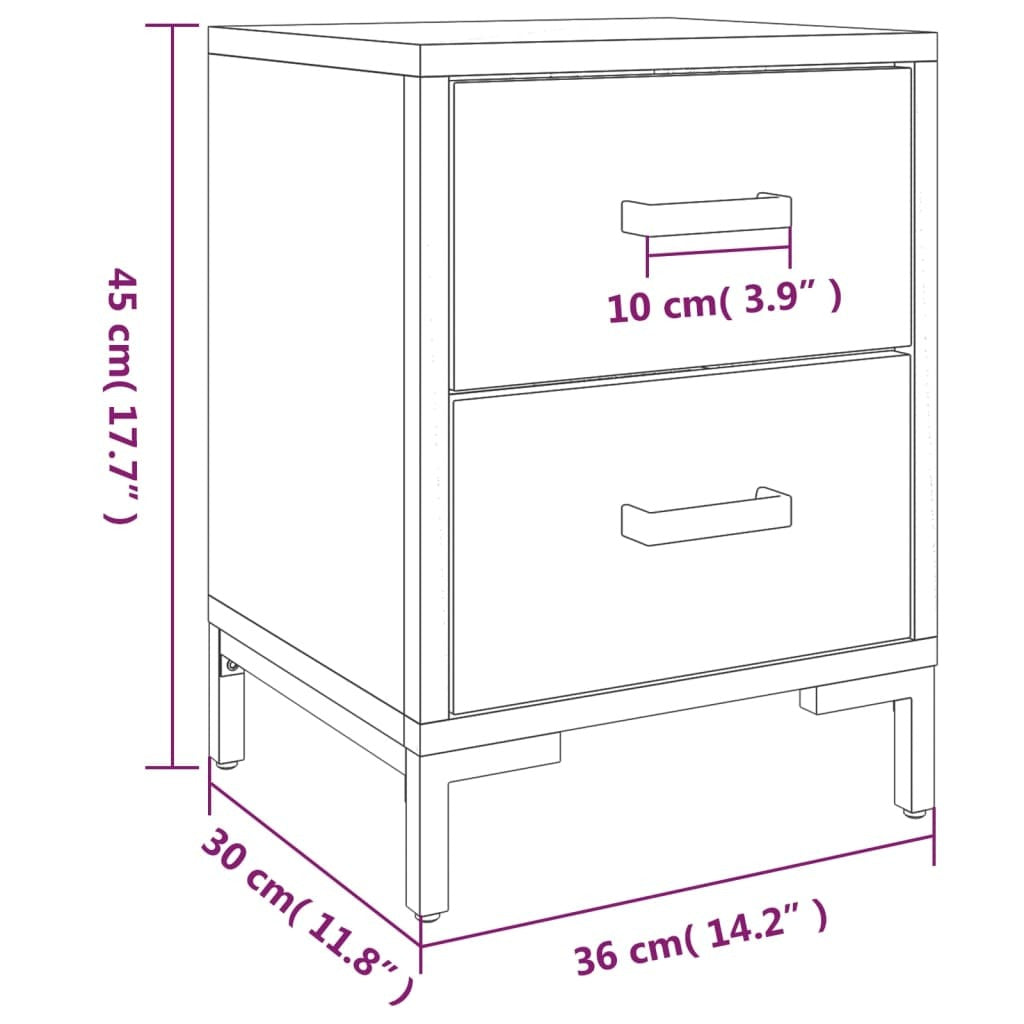 Bedside Cabinet Brown 14.2"x11.8"x17.7" Solid Wood Pine