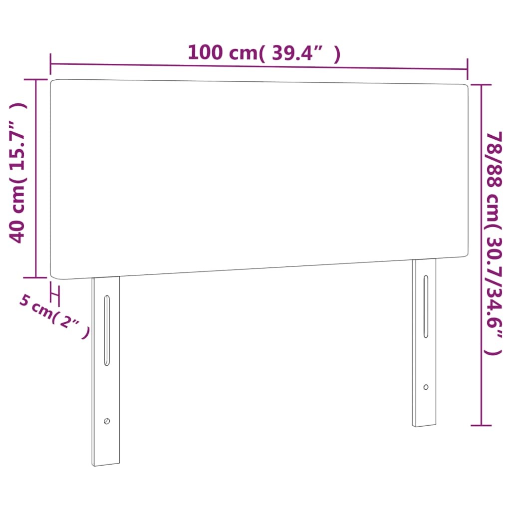LED Headboard Dark Gray 39.4"x2"x30.7"/34.6" Velvet