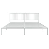 Metal Bed Frame with Headboard White 76"x79.9"