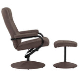Swivel Recliner with Ottoman Brown Faux Suede Leather