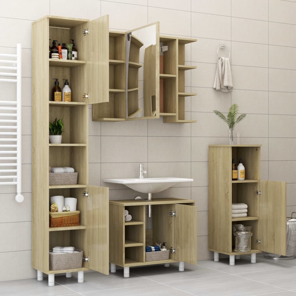 Bathroom Mirror Cabinet Sonoma Oak 31.5"x8.1"x25.2" Engineered Wood