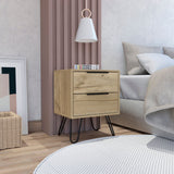 Nuvo 2 Nightstand; Two Drawers; Hairpin Legs