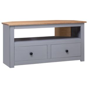 Corner TV Cabinet Gray 36.6"x19.3"x19.3" Solid Pine Panama Range