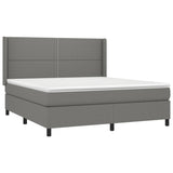 Box Spring Bed with Mattress Dark Gray Queen Fabric