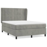 Box Spring Bed with Mattress Light Gray Full Velvet