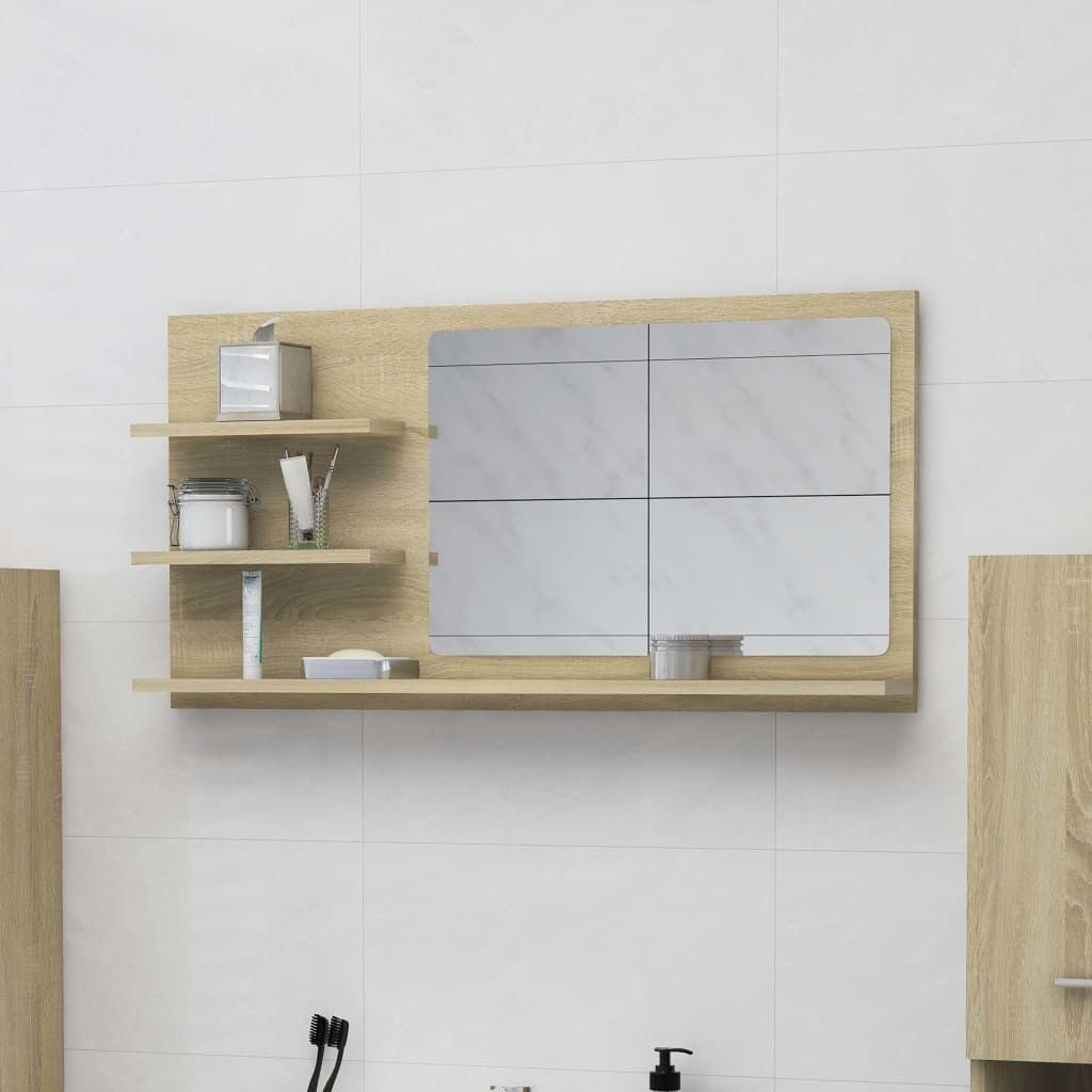 Bathroom Mirror Sonoma Oak 35.4"x4.1"x17.7" Engineered Wood