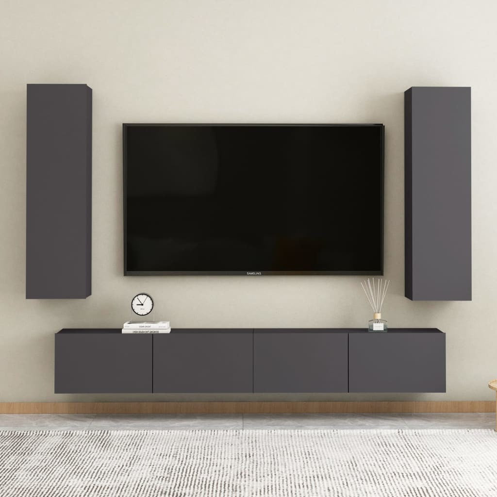 TV Cabinets 2 pcs Gray 12"x11.8"x43.3" Engineered Wood