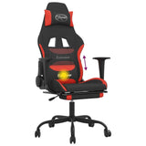 Massage Gaming Chair with Footrest Black and Red Fabric