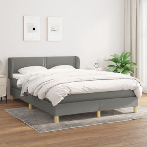 Box Spring Bed with Mattress Dark Gray Full Fabric