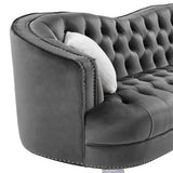 Luxury Crystal Feet Tufted 2P Sofa