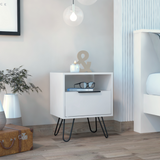 Nightstand Skyoner, Single Drawer, Hairpin Legs, White Finish