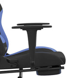 Gaming Chair with Footrest Black and Blue Fabric