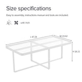 Minimalism rectangle coffee table; Golden metal frame with tempered glass tabletop