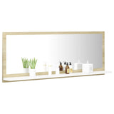 Bathroom Mirror White and Sonoma Oak 39.4"x4.1"x14.6" Engineered Wood