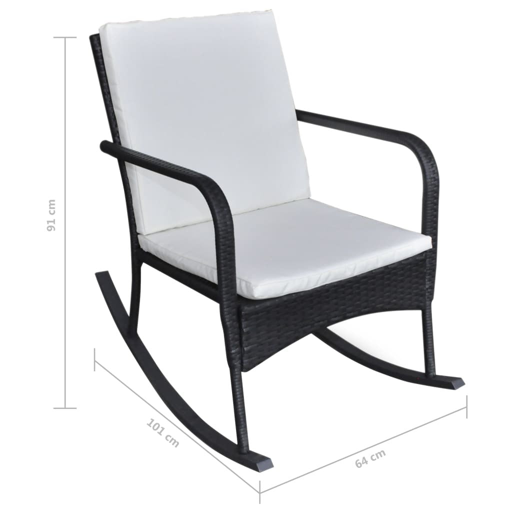 Outdoor Rocking Chair Black Poly Rattan