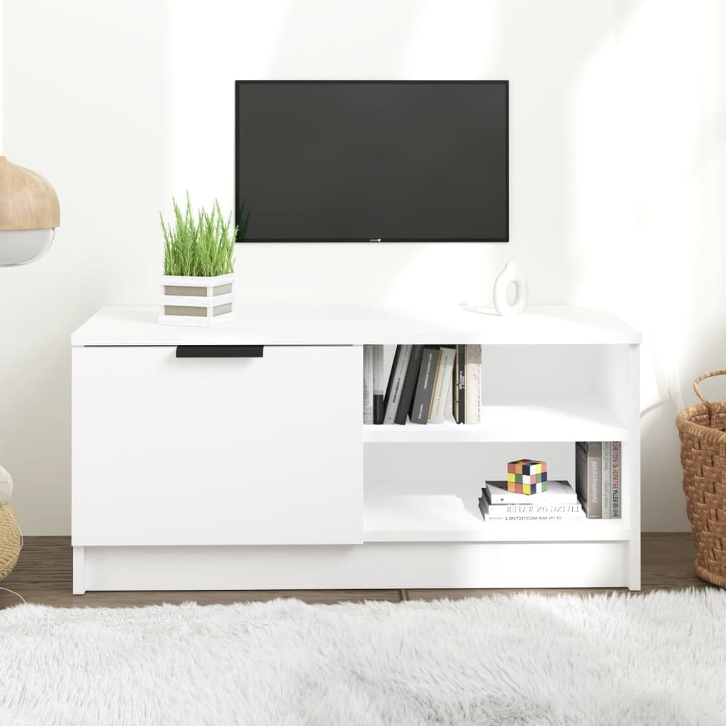 TV Cabinet White 31.5"x13.8"x14.4" Engineered Wood