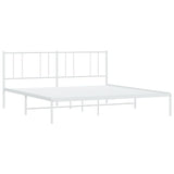 Metal Bed Frame with Headboard White 76"x79.9"