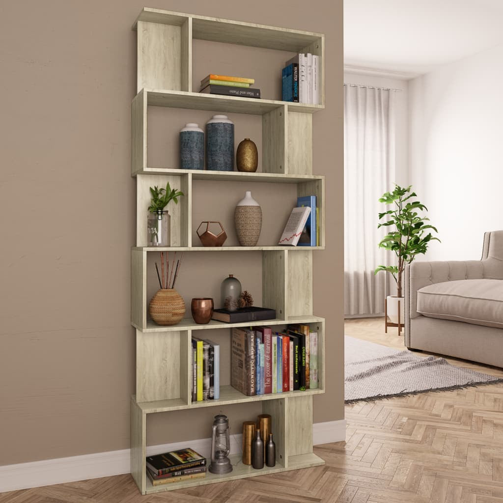 Book Cabinet/Room Divider Sonoma Oak 31.5"x9.4"x75.6" Engineered Wood