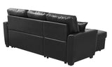 PU Leather Storage Sofa Bed Tufeted Cushion for Living Room