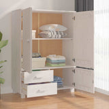 Wardrobe White 39"x17.7"x53.9" Solid Wood Pine