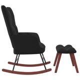 Rocking Chair with Ottoman Black Velvet