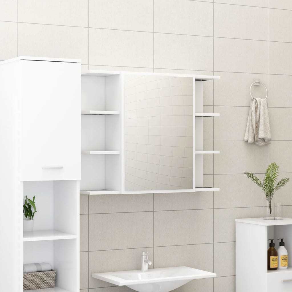 Bathroom Mirror Cabinet White 31.5"x8.1"x25.2" Engineered Wood