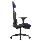 Gaming Chair with Footrest Black and Blue Faux Leather