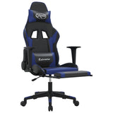 Gaming Chair with Footrest Black and Blue Faux Leather