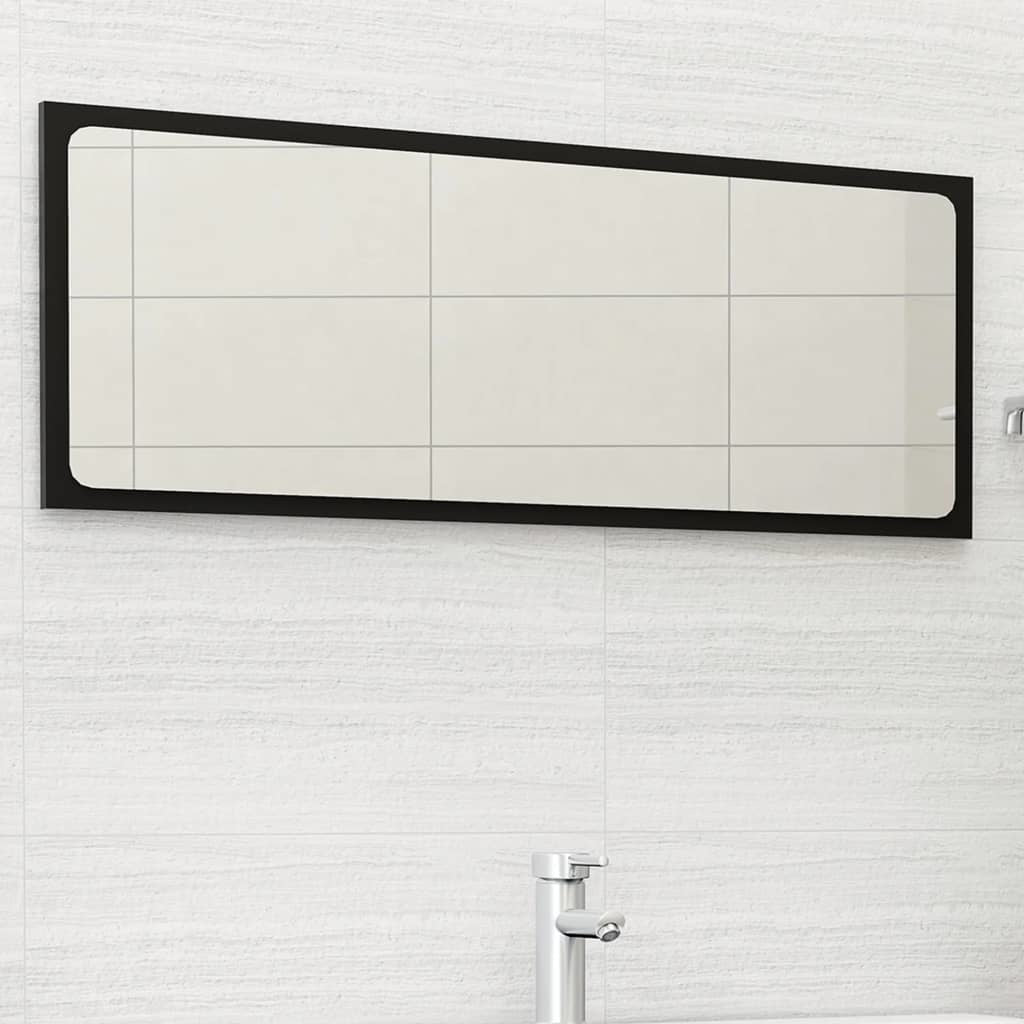 Bathroom Mirror Black 39.4"x0.6"x14.6" Engineered Wood
