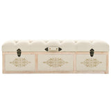 Storage Bench 43.3" Cream Solid Wood Fir