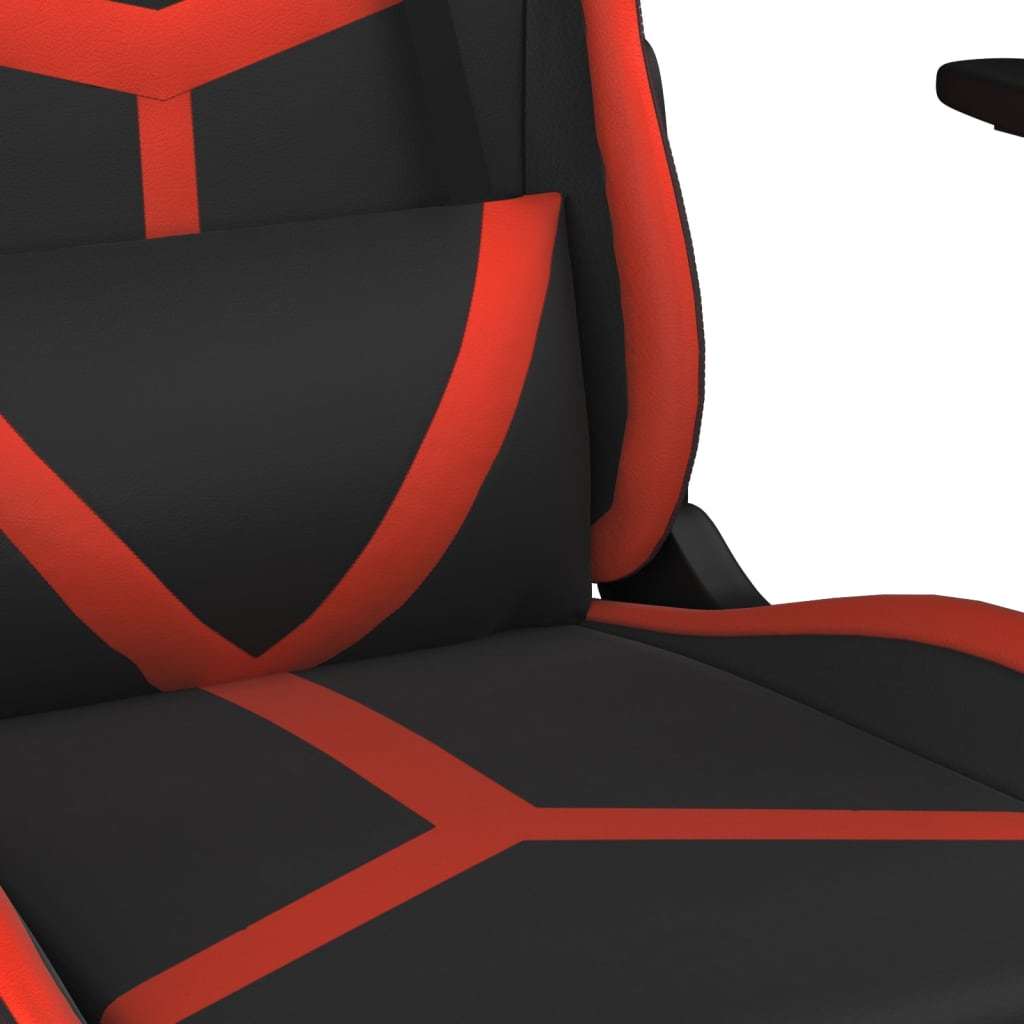 Massage Gaming Chair with Footrest Black&Red Faux Leather