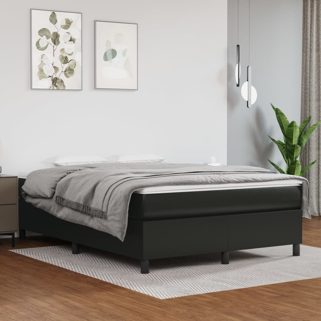 Box Spring Bed Frame Black 53.9"x74.8" Faux Leather