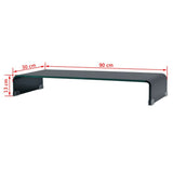 TV Stand / Monitor Riser Glass Black 35.4"x11.8"x5.1"