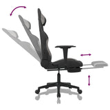 Gaming Chair with Footrest Black and Light Gray Fabric