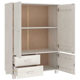 Wardrobe White 39"x17.7"x53.9" Solid Wood Pine