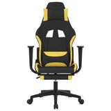 Massage Gaming Chair with Footrest Black and Yellow Fabric