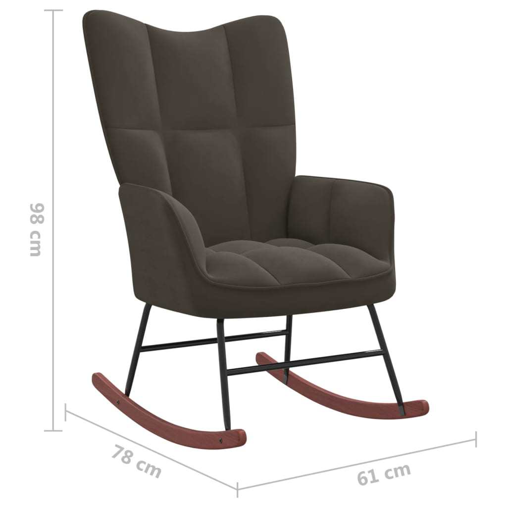 Rocking Chair Dark Gray Velvet