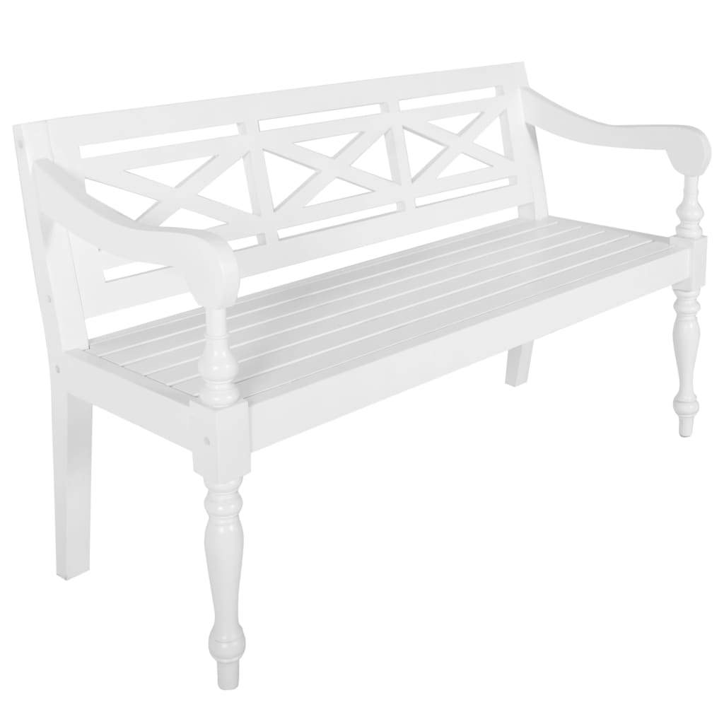 Batavia Bench 48.4" Solid Mahogany Wood White