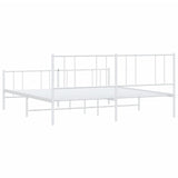 Metal Bed Frame with Headboard and Footboard White 76"x79.9"