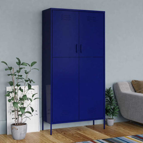 Wardrobe Navy Blue 35.4"x19.7"x70.9" Steel