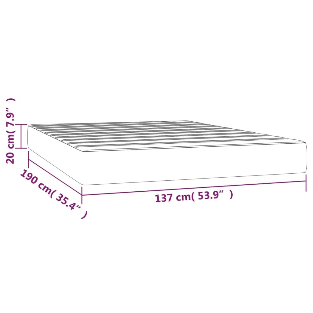 Pocket Spring Bed Mattress Light Gray 53.9"x74.8"x7.9" Full Velvet