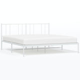 Metal Bed Frame with Headboard White 72"x83.9"