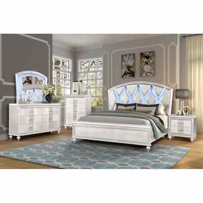 Ginger King 4 PC LED Bedroom set made with Wood in White