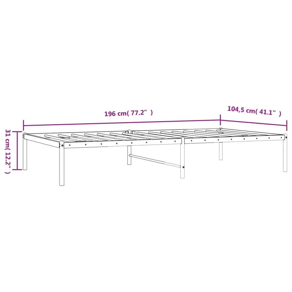 Metal Bed Frame White 39.4"x74.8"