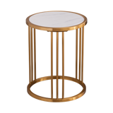 Sintered stone round side/end table with golden stainless steel frame