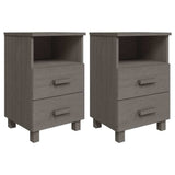 Bedside Cabinets 2 pcs Light Gray 15.7"x13.8"x24.4" Solid Wood Pine